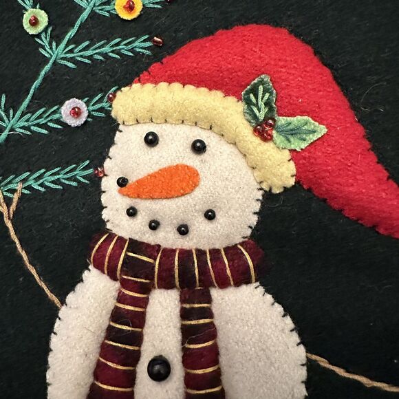 NEW WORLD ARTS CHRISTMAS XL PIllow SHAM  Snow Family HANDMADE DETAILED Wool - Picture 5 of 9